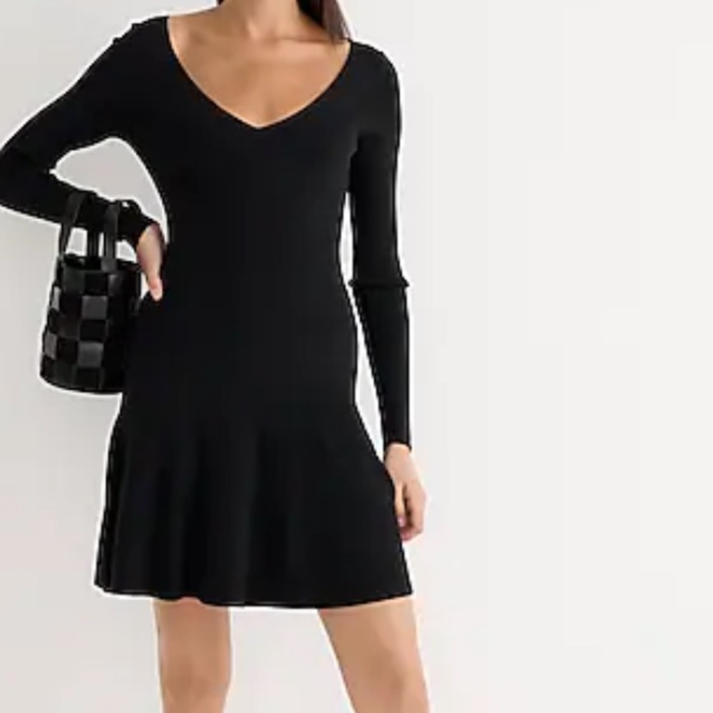 Ruffle-hem sweater dress